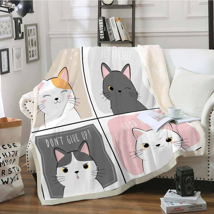 Cartoon Cat Throw Blanket