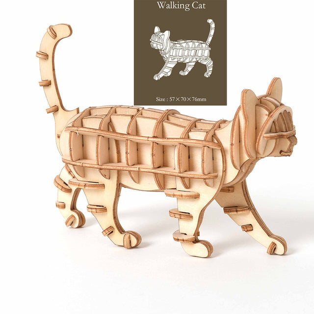 Wooden Cut 3D Cat Puzzle