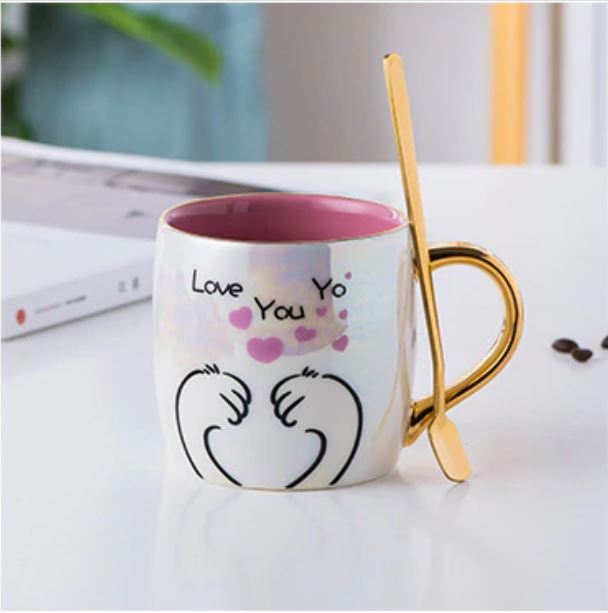 Petlington-Ceramics Coffee Mug With Lid and Spoon