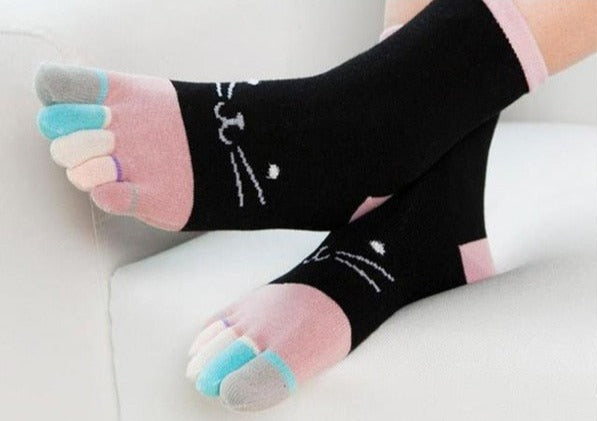Five Finger Breathable Cat Socks