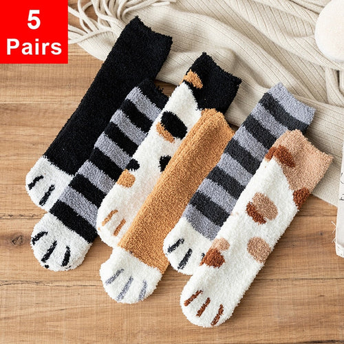Petlington-5 Pairs Cat Paw Socks