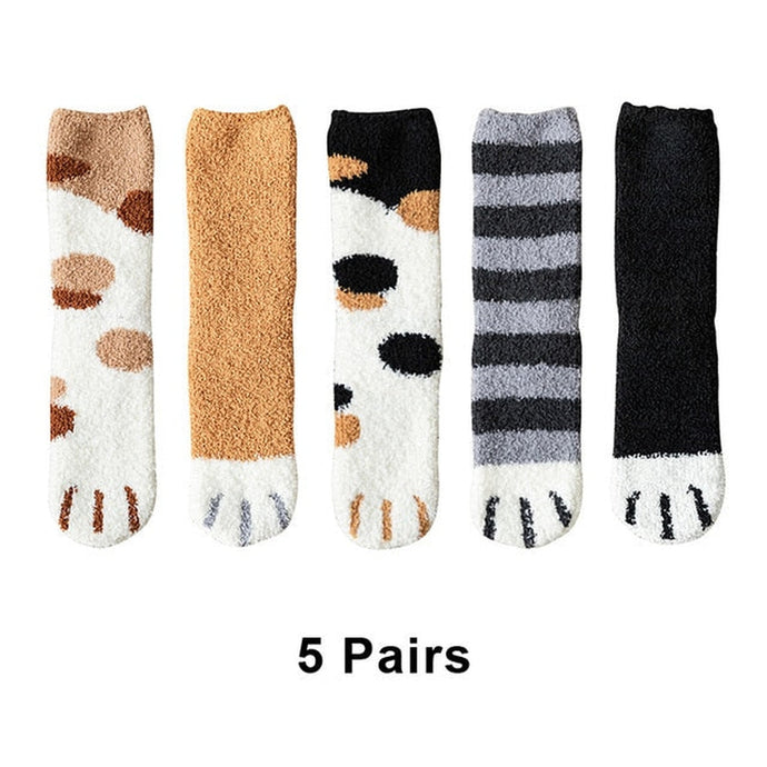 Petlington-5 Pairs Cat Paw Socks