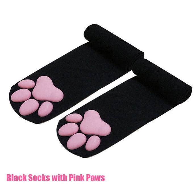 Petlington-Cat Paw Thigh High Socks