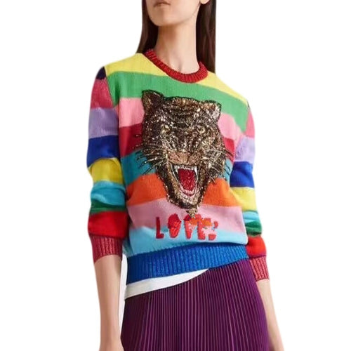 Petlington-Cat Knitted Rainbow Sweater