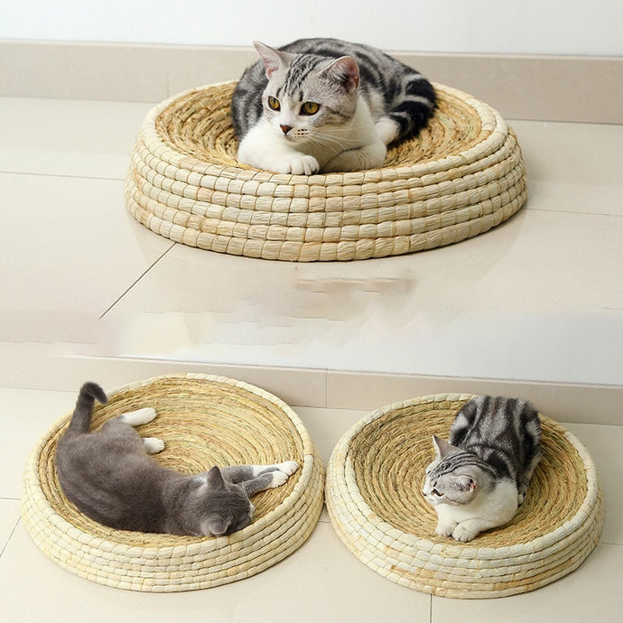 Petlington-Handmade Straw Cat Bed