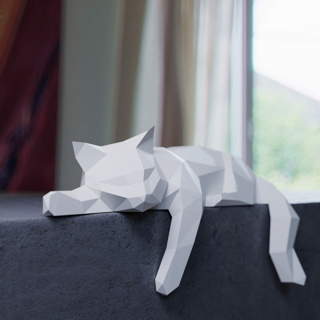 Lying Cat 3D Paper Sculpture