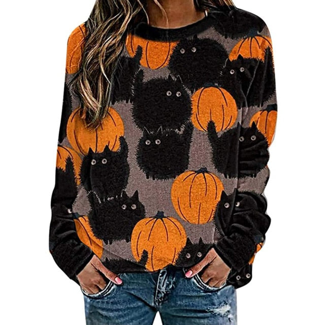Petlington-Pumpkin Black Cat Sweatshirt