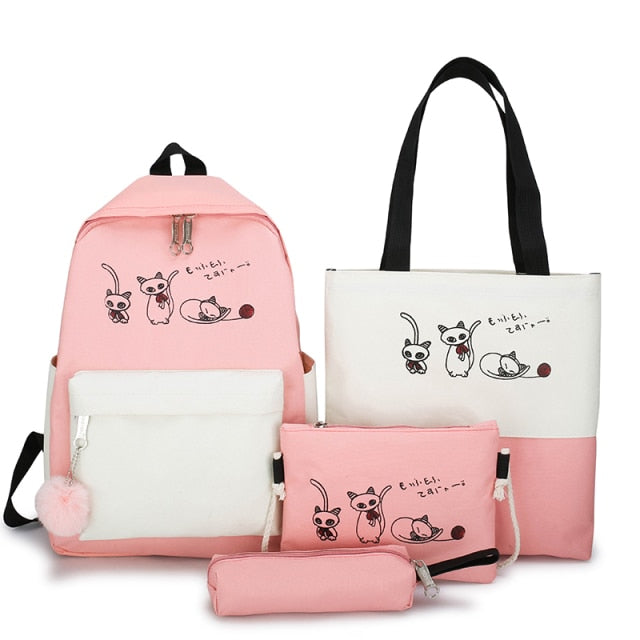 Petlington-4 pcs Sweet Cats Schoolbags