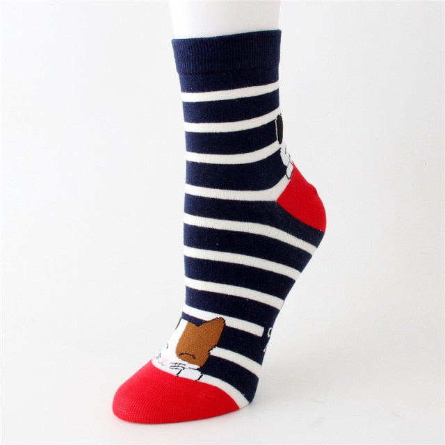 Petlington-5 Pairs Cat Striped Socks