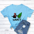 Load image into Gallery viewer, Petlington-Black Cat What Christmas T-shirt
