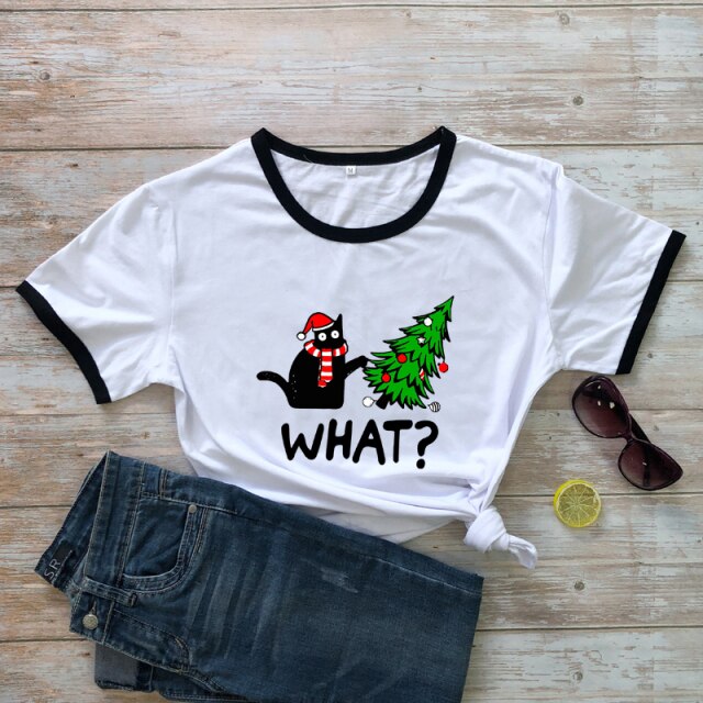 Petlington-Black Cat What Christmas T-shirt