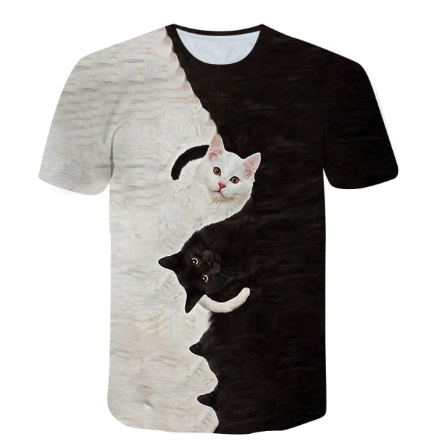 Petlington-3D Cat Print T-shirts