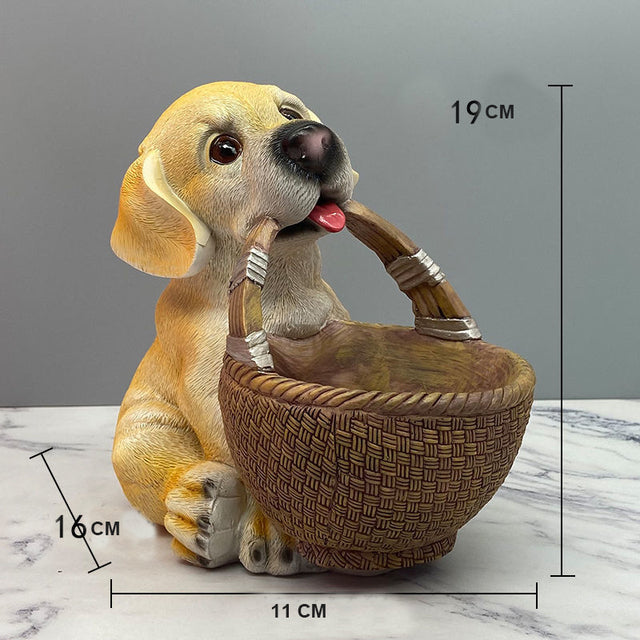 Dog Basket Figurine Storage