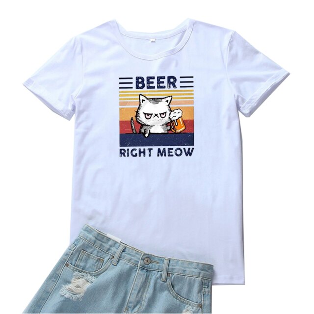 Petlington-Beer Right Meow Cat T-shirt