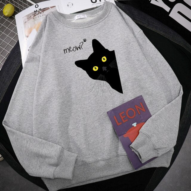 Black Cat Meow Sweatshirt