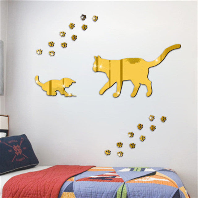Cat Acrylic Mirror Wall Sticker